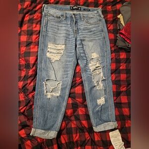 Hollister Ripped Blue Boyfriend Jeans